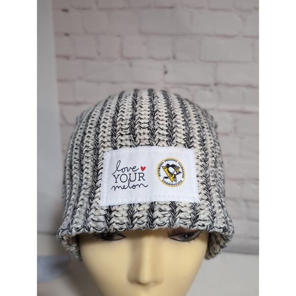 Love Your Melon Pittsburgh Penguins Foundation Slouch Beanie Adult Black White - Picture 1 of 6